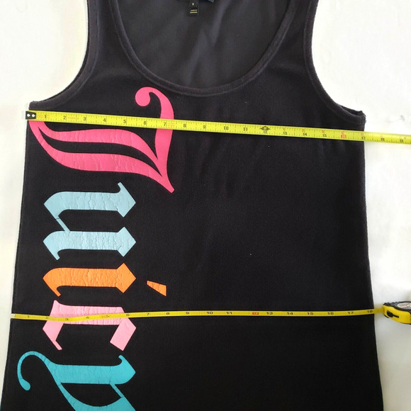 Vtg Juicy Couture SIZE S Black Stretch Knit Terry Cloth Shift Dress Sleeveless - Picture 12 of 13